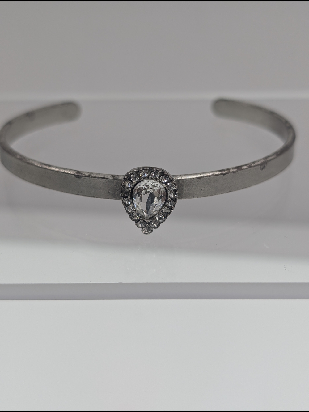Loren Hope Silver Teardrop Crystal Cuff Bracelet 0104